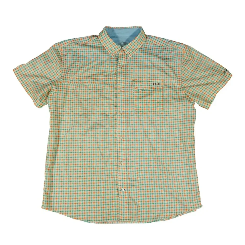 Huk Performance Check Fishing Button Shirt Short Sleeve Fish Graphic Pattern XXL - Picture 3 of 6